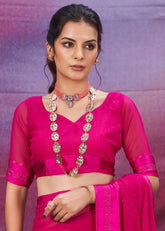 Pink Chiffon Swarovski Saree